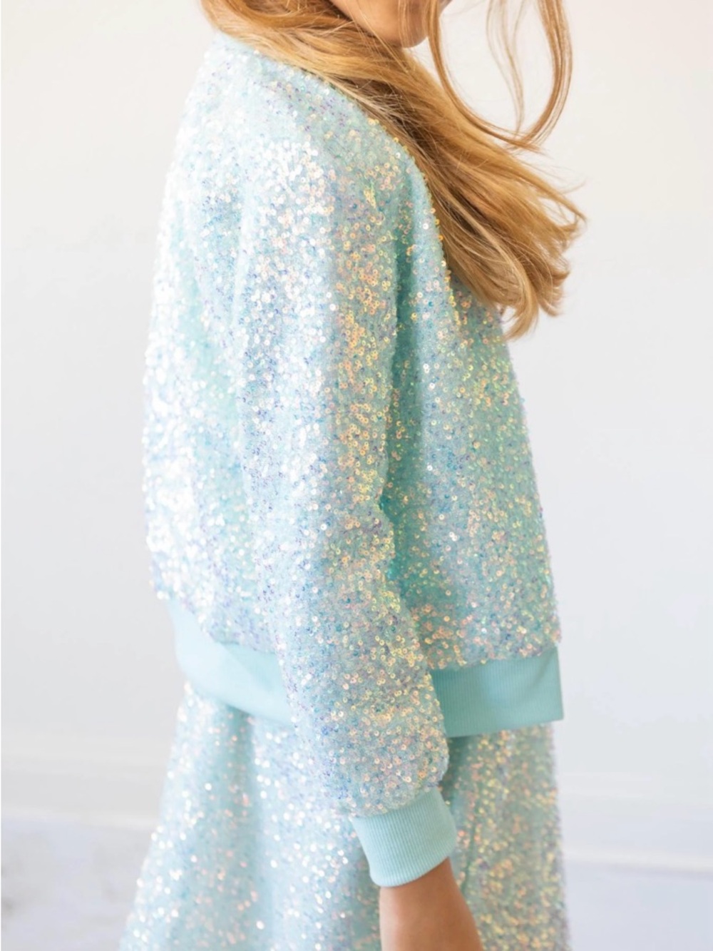 AQUA SEQUIN JACKET